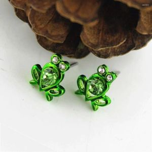 Stud Earrings Wrap Enamel Accessories Rhinestone For Women Zircon Fashion Green Jewelry Ear Frog