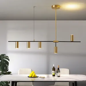 Lustres de luxo ajustável LED Contemporâneo Linear Chandelier Modern Kitchen Island Sala de jantar Living Home Decoraction