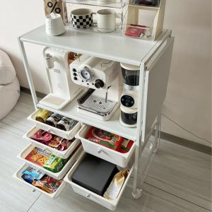 Tools White kitchen storage rack, microwave oven rack, household multifunctional storage cabinet