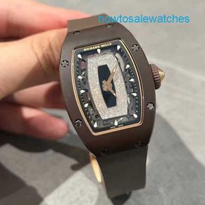 Хорошие наручные часы Унисекс Наручные часы RM Watch Rm07-01 Женская серия Rm0701 Кофейная керамическая богиня Черная губа сбоку Золотой женский хронограф