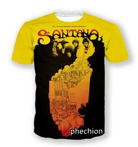 Nova moda masculina/feminina Santana Band 3D estampa manga curta camiseta casual hip hop verão camiseta tops D04