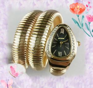 Reloj Mujer Luxury Gold Silver Snake Winding Watches Women Quartz Armband Diamonds Ring Ladies Full rostfritt stål Band Watches Christmas Exquisite Gifts