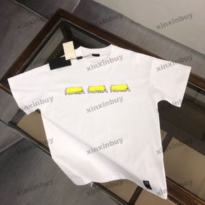 xinxinbuy män designer tee t shirt 2024 milan roma bokstav tryckning kort ärm bomull kvinnor grå svart vit blå s-3xl