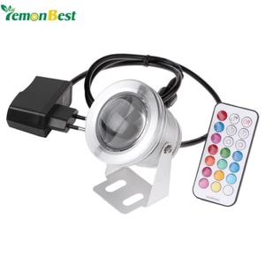 LED Underwater Lamp IP67 12 Colors 1000LM 10W RGB Fountain Light Timing Function Pool Pond Fish Tank Aquarium Spotlight EU Plug Y2280y