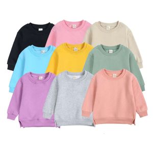 Boys Girls' Sweaters, Jackets, Round Necks, Small Medium-sized Children's Pullover, Solid Color Plush Korean Version, Baby Top, Autumn and Winter Styles