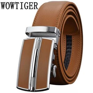 Bältesbälten Luxury Automatisk Buckle Genune Leather Strap Black Belt High Quality LDD240313