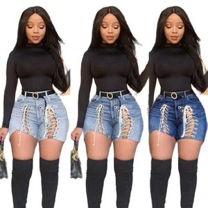 Women's Shorts 2021 New Hot Sale Womens Summer Jeans Shorts Fashion Sexy Tied Rope Denim Shorts Street Casual Hipster Shorts S-3XL Drop shipL24313