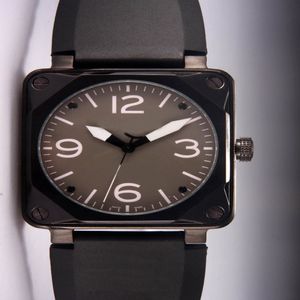 Hela S Automatisk lyxmekanisk vintage stil svart gummi armbandsur schweizisk märke fyrkantig pvd rostfria mens klockor f244o