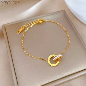 Bangle Kpop Y2K Korean Exquisite Roman Digital Zircon Pendant Bracelet For Women Girls Elegant Trendy Jewelry Set Party GiftL2403