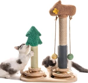 Scratchers Mewoofun Sisal Cat Scratch Post med bollar Kitten Cat Scratching Post Pet Furniture Cat Tree Post Interactive Cat Toy för inomhus