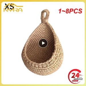 Baskets 1~8PCS Handwoven Hanging Wall Vegetable Fruit Basket Plant Organizer Container Decor for Kitchen Garden Mount Wall Plant Flower