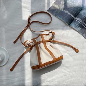 HBP Non-Brand New women pull rope fold one shoulder cross-body bag creative personality canvas fashion splicing tote