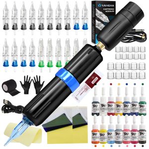 Kits Yangna Wireless Tattoo Kit Kit Complete Rotary Pen Machine Battery Catrgridge Stefer Tears for Tattoo Beginner and Artist