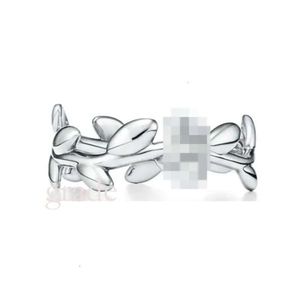 Bant Rings Co Klasik Tasarımcı Yüzük Top Moda T Ev Sterling Sier Kalp Şeklinde Yaprak Düğüm Damlama Tutkallı Altın Kaplama Elmas Tee Je Otkgx