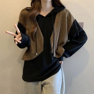 Off White Slim Top med dragkedja Womens Sweatshirt Brown Woman Clothing Full Zip Up Warm Trend Basic on Promotion Y2K Style Kpop 240301