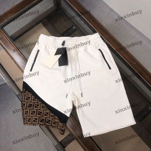 Xinxinbuy 2024男性女性デザイナーショーツパネルローマレタープリントコットンファブリックショートブラックホワイトブラウングレーS-XL
