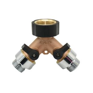 Conectores de bronze jardim torneira 3/4 a 1/2 2 vias válvula irrigação mangueira tubo divisor conector rápido adaptador rosca fêmea g3/4 1 pçs