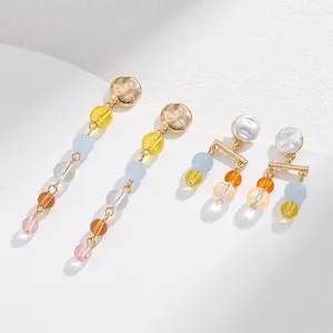 Studörhängen Sommar färgglada kvinnliga europeiska och amerikanska originaldesign Explosion Fashion Crystal Glass Pärlade fransar