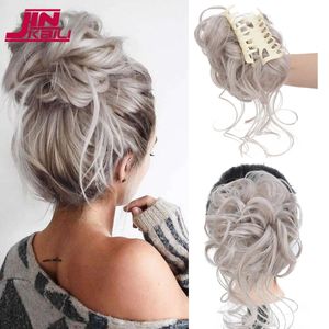 Jinkaili cabelo sintético bun bagunçado scrunchies acessórios de peça de cabelo clipe de garra chignon encaracolado falso elástico para mulher 240229