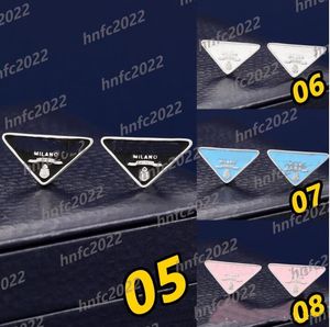 Geometric Triangle Enamel Ear Stud Earring Metal Style Treasure Blue Paint Earrings For Women Fashion Party Dinner Ladies Jewelry With Original Box Couple Gift