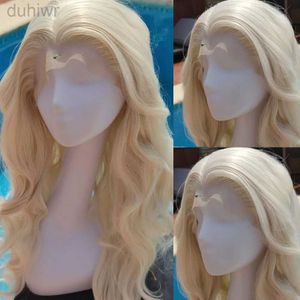 Perucas sintéticas Perucas sintéticas cabelo loiro corpo ondulado macio natural linha fina perucas dianteiras de renda com peruca de cabelo para mulheres sem cola ldd240313