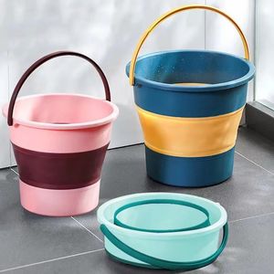 Silicone Bucket for Fishing Promotion Folding Bucket Car Wash Outdoor Fishing Supplies Square Bathroom Kitchen Camp Bucket 240307