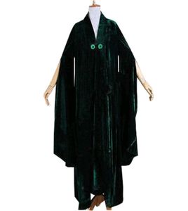 Professor mcgonagall cosplay traje vestido roupa feminina mcgonagall vestido verde capa halloween carnaval feito costume9785912