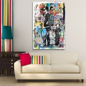 Graffiti Canvas Banksy Art Canvas Posters and Prints Funny Monkeys Graffiti Street Art Wall Pictures for Modern Home Room Decor2229