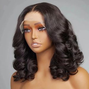 Body Wave Krótka peruka Bob Transparent 13x4 koronkowe przednie ludzkie włosy peruki dla kobiet wstępnie rozluźnione naturalne włosy Brazylijska peruka w sprzedaży