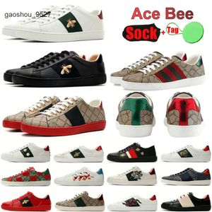 Stripes Gglies Luxurys Designer Shoe Mens Womens Cartoons Casual Shoes Bee Italy Ace äkta läder Tiger Snake Brodery White Green Red Classic Me