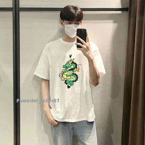 24SS春夏ヨーロッパパリドラゴンプリントスケートボードティーファッションメンズ半袖Tシャツ服カジュアルコットンデザイナーTシャツ3813