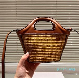 Дизайнерская сумка-шопер из рафии с ручкой из роскошной ткани Соломенная женская дизайнерская сумка через плечо для выходных Пляжная сумка-тоут через плечо-клатч-корзина