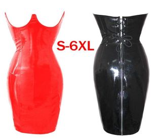 Casual Dresses Arrival Women Sexy Faux Leather Bodycon Dress Underbust Corset Crotchless Fetish Black Clubwear Plus Size 6XL7661716