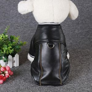 PU Pet Cashmere Warm Leather Coat Jacket Clothes for Dogs Puppy Fashion Costume with Traction Rope Buckle1239m