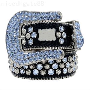 Mens Belt Designer BB Full Rhinestone Belt Colorful Wide Fashion Ceinture Jeans Ornament Street Leather Belts For Womens Red Gold Silver Color Big Buckle GA05 I4