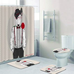 Tende in stile animale per doccia tende da doccia impermeabile cane bullterrier di toro terrier doccia tende per bagno da bagno da bagno