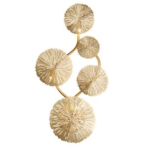 Vägglampa Artpad Copper Luster Gold Lotus Leaf Vintage Retro Bedside Living Room Art Decor Home Lighting Sconces G4 Bulb239a