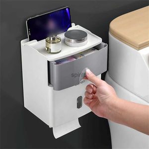 トイレットペーパーホルダートイレットペーパーホルダー防水壁マウントシェルフトイレットペーパートレイロールペーパータオルホルダーケースチューブストレージボックストレイ240313