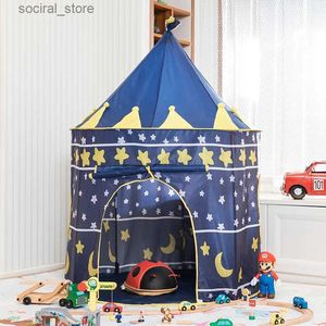 Toy Tents Portable Baby Tent Foldable Tipi Prince Folding Tent Children Boy Castle Cubby Play House Kids Gifts Outdoor Toy Tents L240313