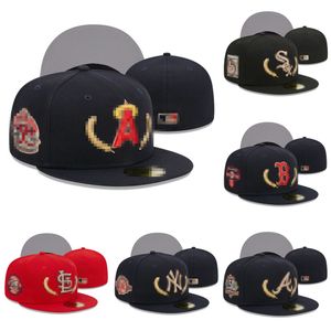 Designer monterade hattar hatt alla lag baseball hattar broderi platt stängda mössor flex stickad mössa med original tagg 7-8 33