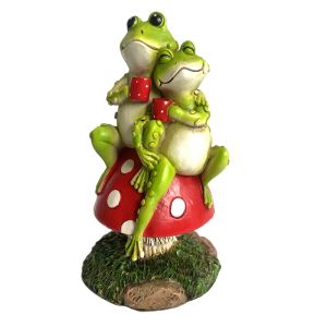 Rzeźby statua żywica ogrodowe Ornament Ornament Ornament Flower para żaby figurki na zewnątrz łóżko zwierząt nowoczesne rzemiosła dekoracyjne