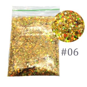 Kits 500G holografiska effekt Nagelglitter för UV Gel Polish Mix Hexagon Glitter Sparkles Akryl Nail Art Glitter Sequins 1/2/3 MM