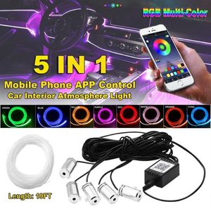 Fiber Optic Atmosphere Lamps Ambient Lamp App Control 6 Meter 8 colors Car Interior Light Remote Control RGB Auto Decorative C1007237a