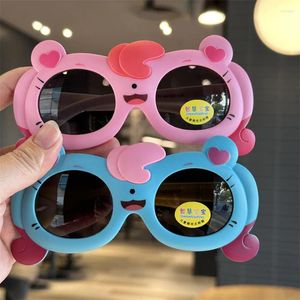 Sunglasses Mengke Children's Polarized Cute Boy Bear Cartoon Style Sun Glasses Trendy Girl Outdoor Beach Mirror Baby