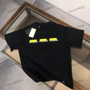 xinxinbuy män designer tee t shirt 2024 milan roma bokstav tryckning kort ärm av bomull kvinnor grå svart vit blå xs-xl