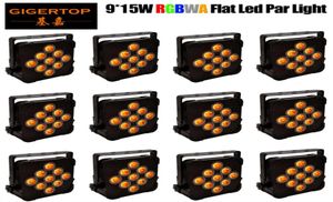 Cheap 12 units 9x15W 5 Color Flat Led Par Cans Fan Cooling Tyanshine Leds No Wireless 24G No Battery Power Inout Socket 113967773