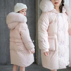 Down Coat Winter Children's Warm Windsecture Outdoors Outwear Real Fur Design Hooded 90 White Duck Jacket For Girls A3104