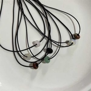 Other Fashion Natural Stone Crystal Pendant Necklace for Women Korean Trend Simple Kawaii Rope Chain Choker Vintage Jewelry L24313