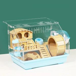 Gaiolas Hamster Gaiola Urso Dourado Especial Doublestorey Grande Villa Barato Grande Caixa de Reprodução Casa Ninho Suprimentos Brinquedos