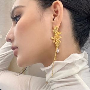 Designer Earrings For Women Butterfly Flower Chain Tassel Earrings With Box Fashion Gold Color For Party Weddings Jewelry